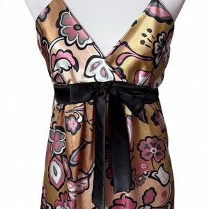 Vintage 90s Floral Boho Satin Summer Dress